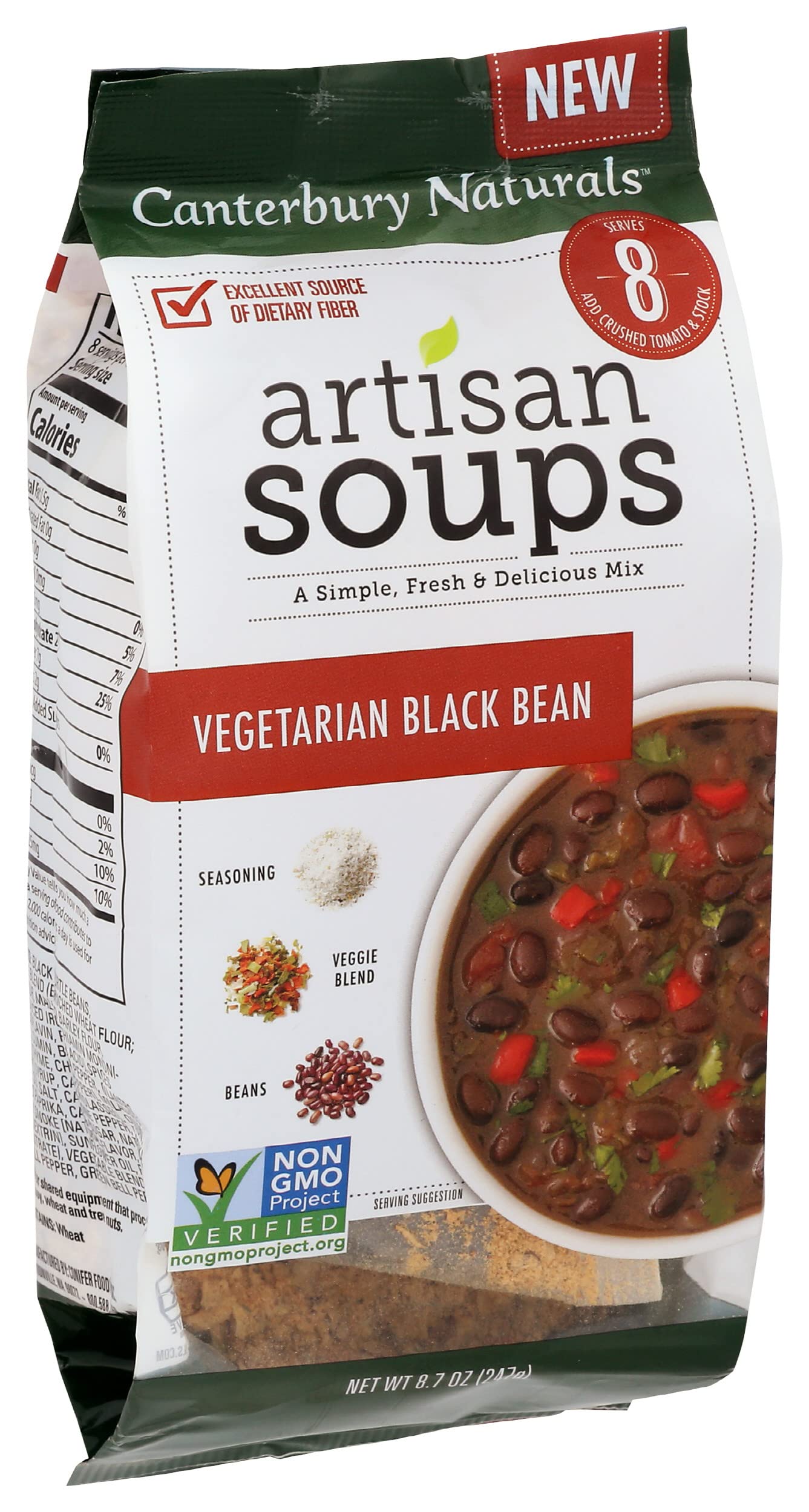 Canterbury Naturals Artisan Soup Mix, Vegetarian Black Bean Soup Mix, Non-GMO, Makes 8 Servings, 8.7-Ounce Bag (Pack of 3)
