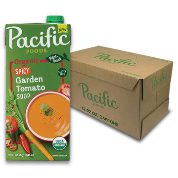 Pacific Foods Organic Spicy Garden Tomato Soup, 32 oz Carton (12 Pack)