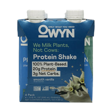 OWYN 100% Vegan Plant-Based Protein Shakes | Smooth Vanilla  11.15 Fl Oz (Pack of 4) | Dairy-Free  Gluten-Free  Soy-Free  Tree Nut-Free  Egg-Free  Allergy-Free  Vegetarian