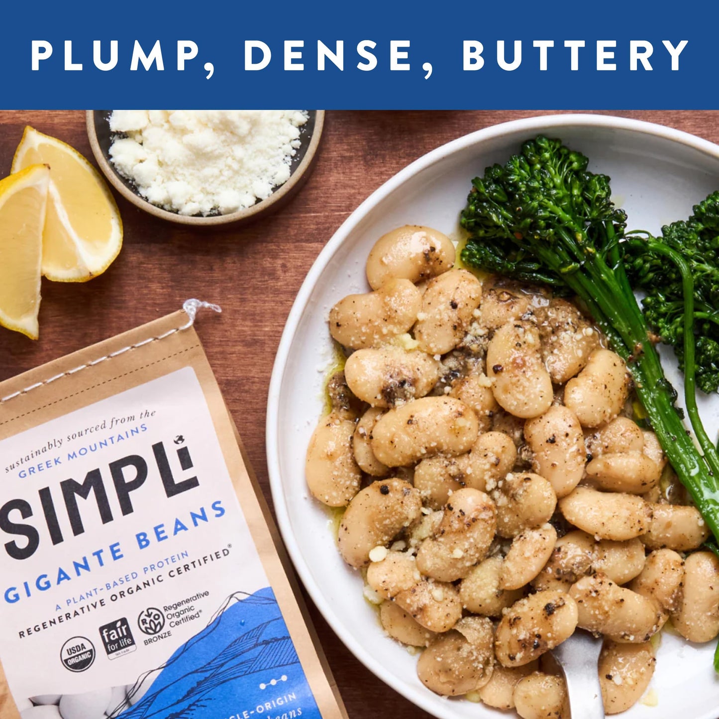 SIMPLi Organic Gigantes Beans, Dried White Beans, High Fiber, Buttery Flavor, 12 oz