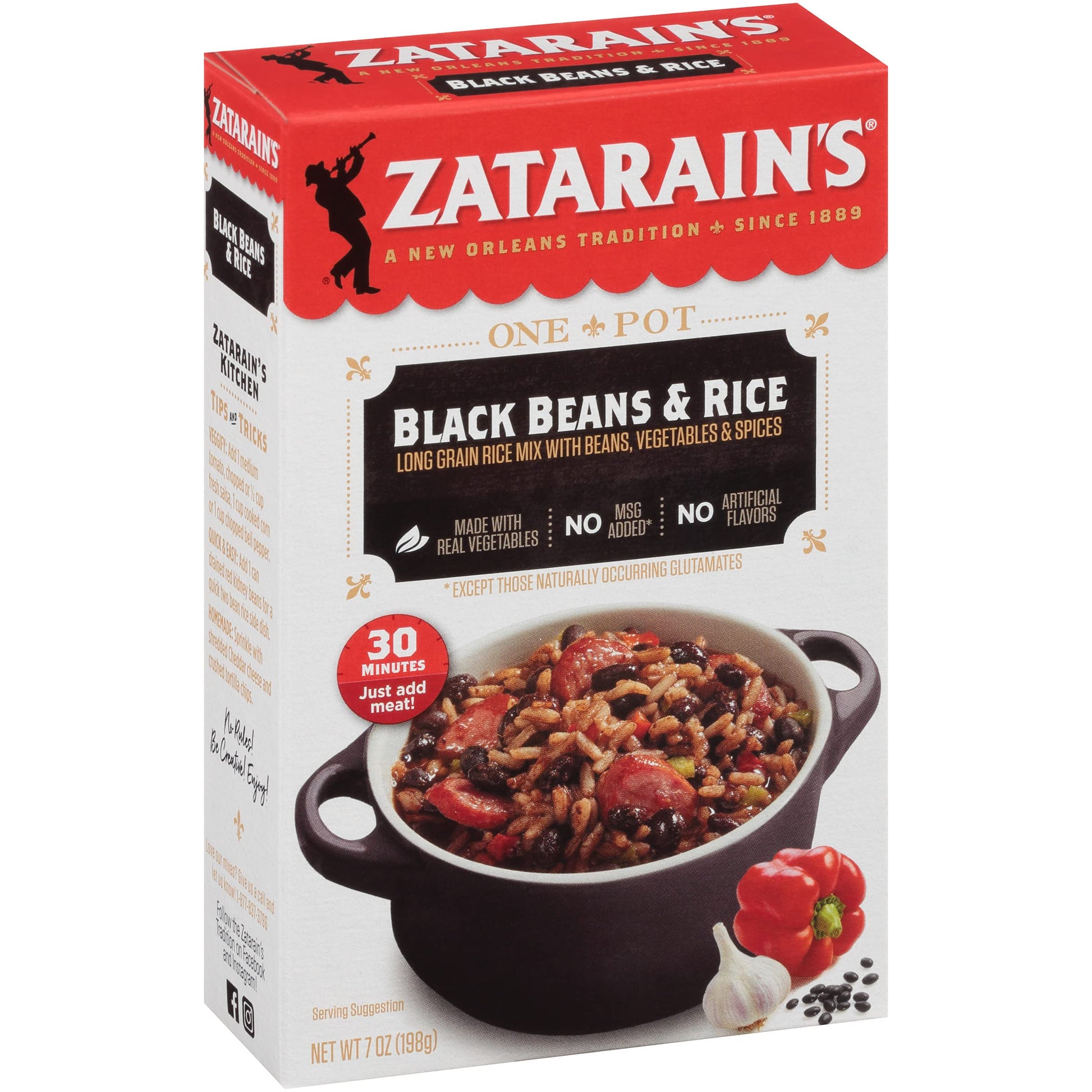 Zatarains Black Beans & Rice, 7 oz, Pack of 12, Convenient Meal Option