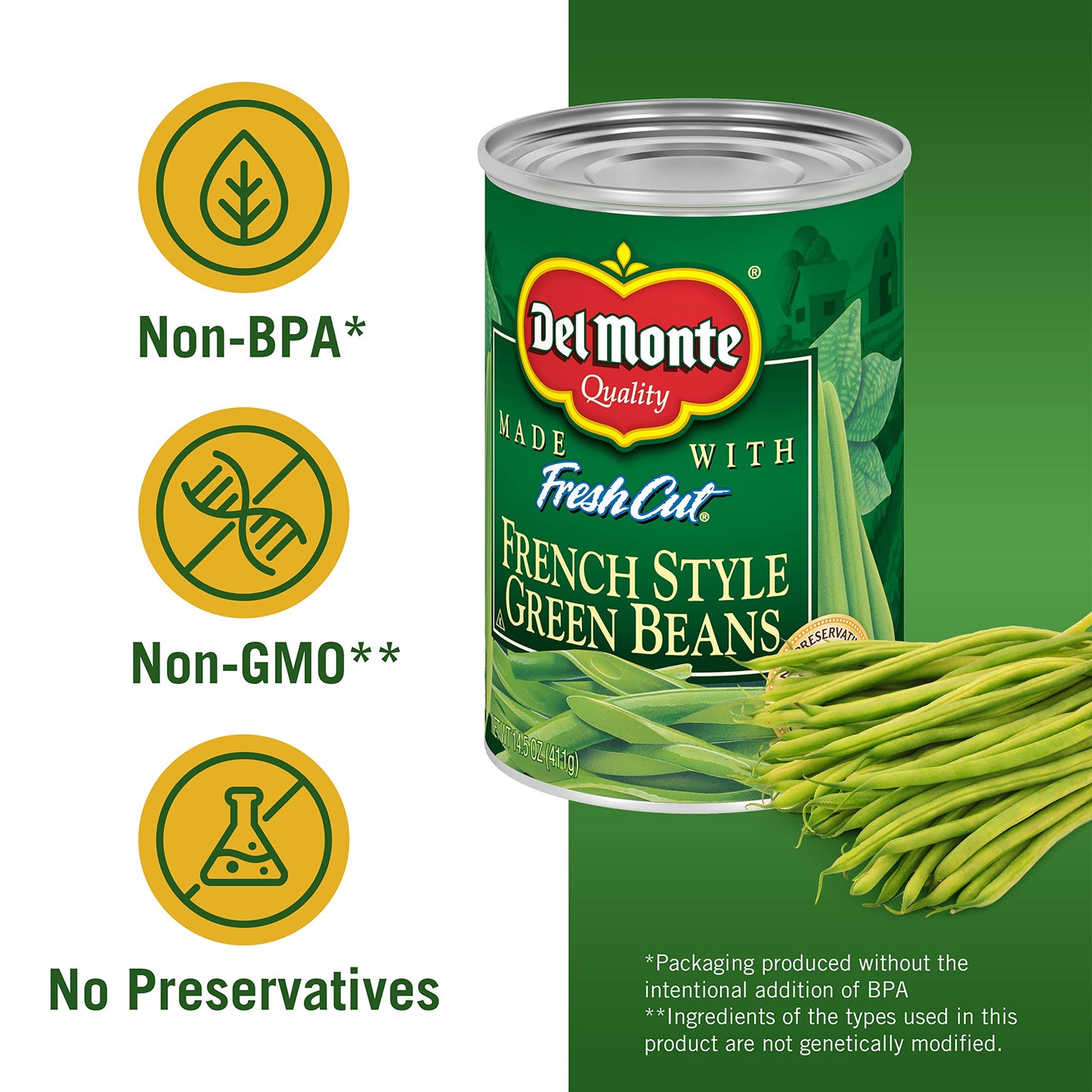 Del Monte Blue Lake French Style Green Beans, Canned Vegetables, 12 Pack, 14.5 Oz Can