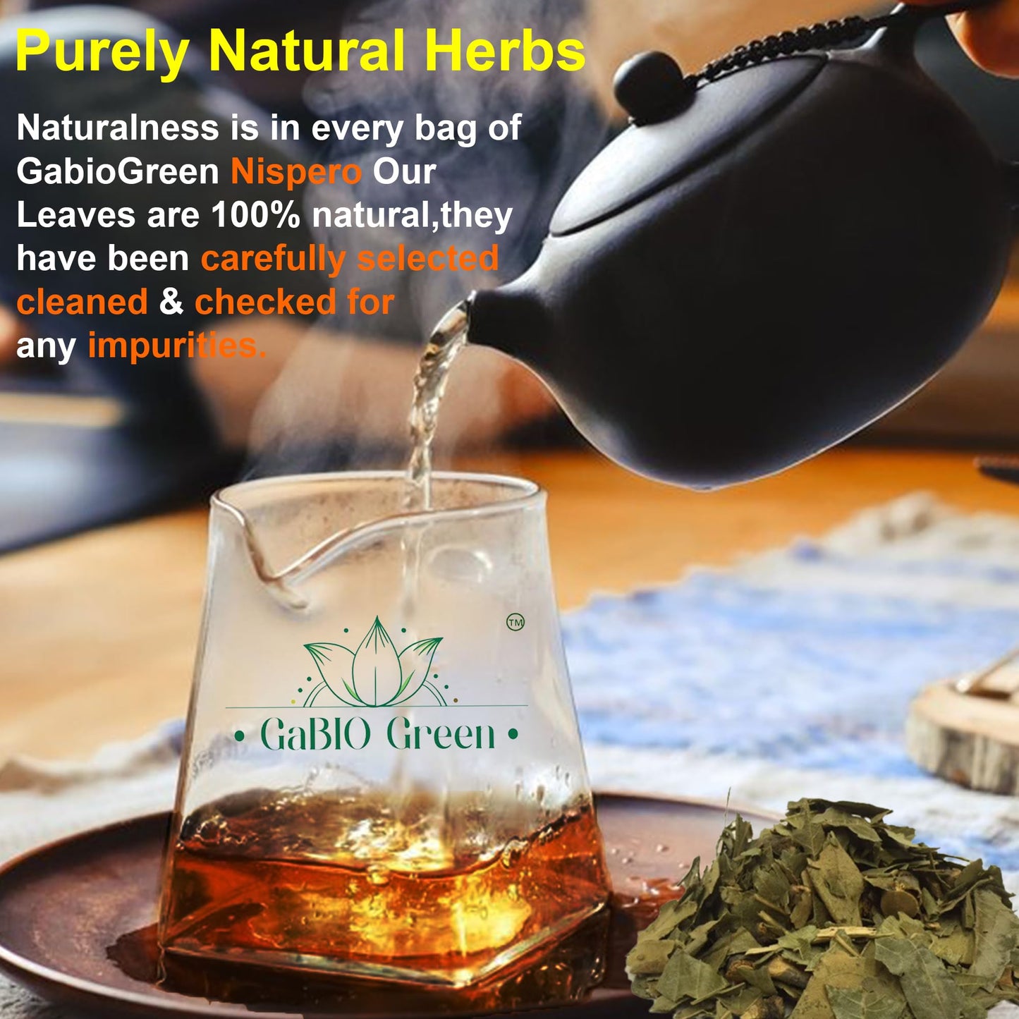 Gabio Green-Te Hojas De Nispero, 2 Oz (58Gr) Nispero Leaves, 100% Natural, Eriobotrya Japonica (Loquat Leaves Tea) Wildcrafted S