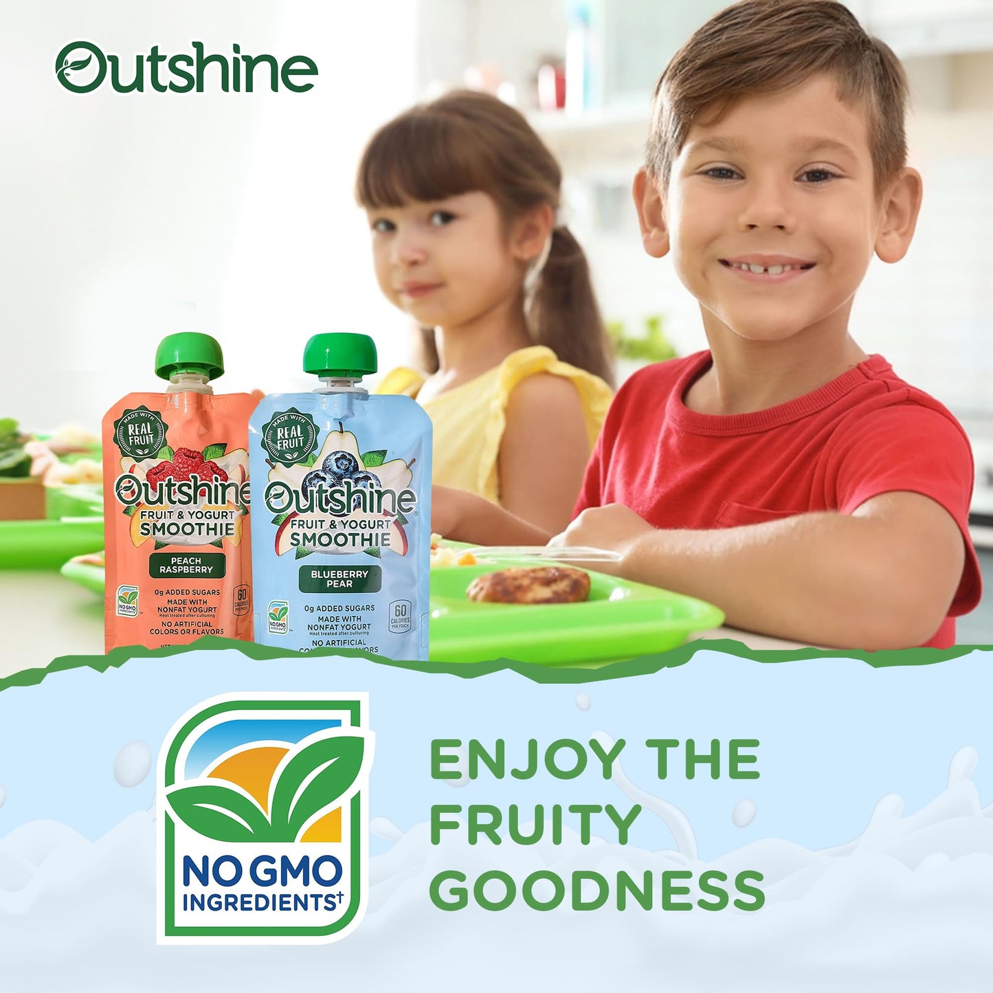 Outshine Fruit Smoothie Pouches Variety Pack - Ready-to-Drink Smoothies -Perfect for Kids and mature-themed On-the-Go -Fruit & Yogurt Pouches for Snacking - (24 Count)