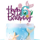 Roadsea Mermaid Happy 6Th Brithday Cake Topper - Under The Sea Theme Girl Kid Six Birthday Cake Supplies/Ocean World 6Th Mermaid