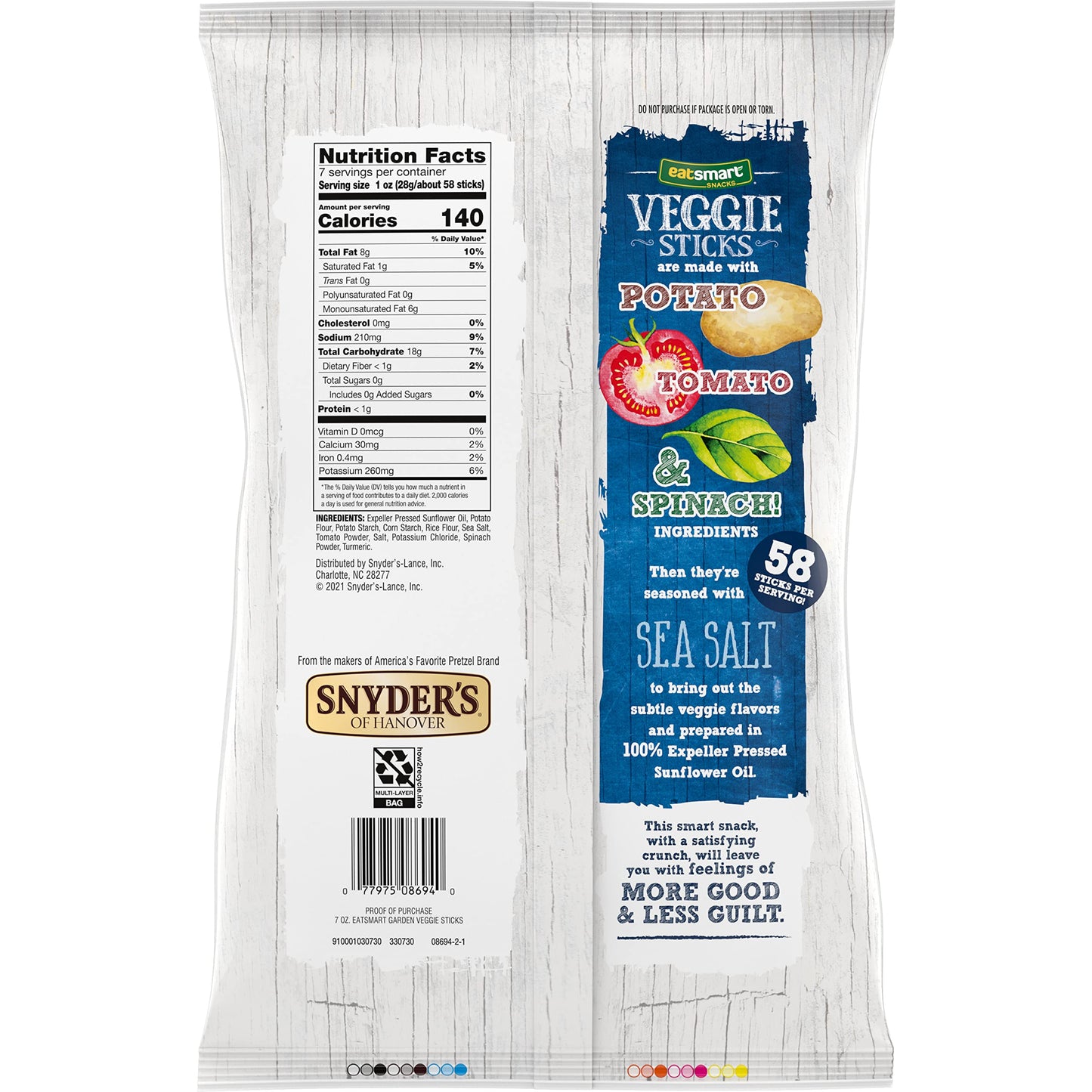 Eatsmart Snacks Garden Veggie Sticks With Potato Tomato & Spinach, 7 Oz