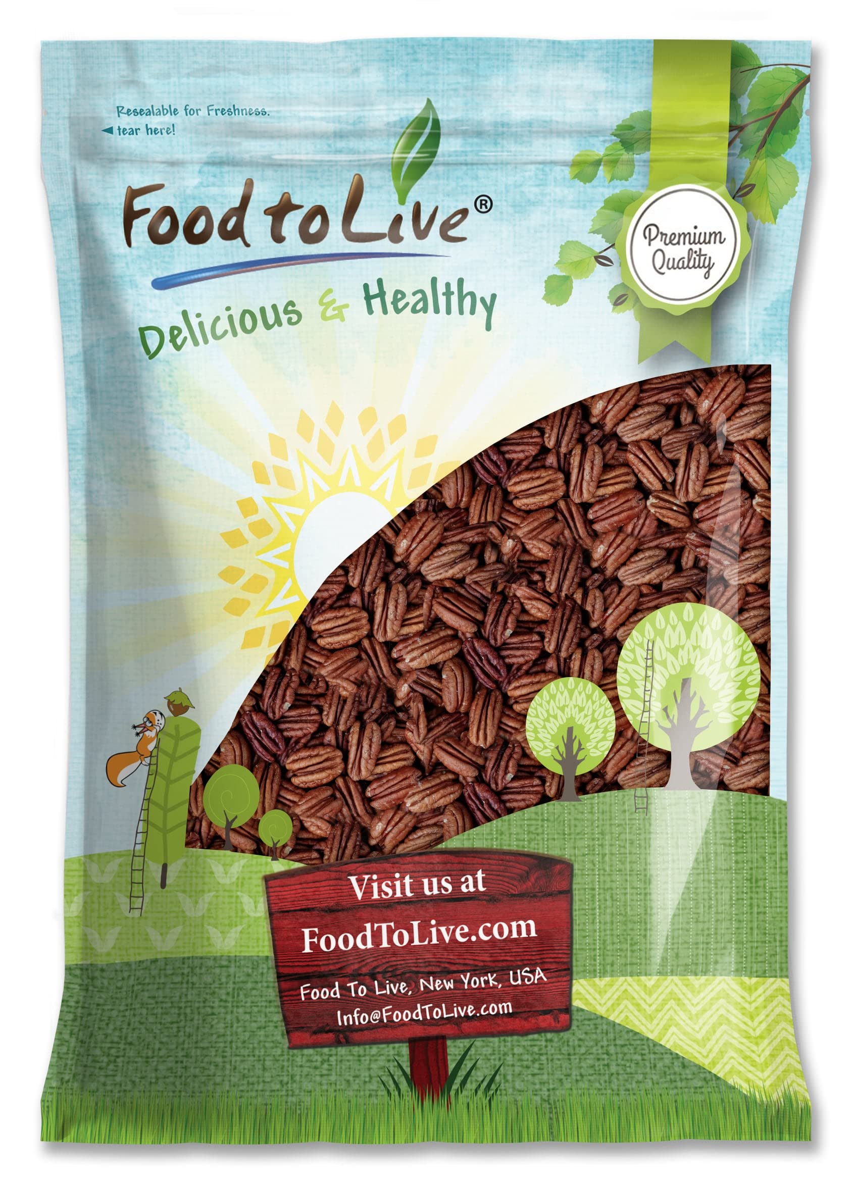 Food to Live Dry Roasted Pecan Halves with Himalayan Salt, 6 Pounds - Oven Roasted Lightly Salted Pecan Nuts, No Oil Added, Vega