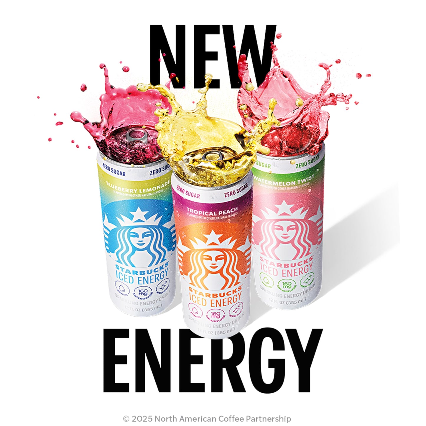 Starbucks Iced Energy Drink, Watermelon Splash, Zero Sugar, 12 Fl Oz Cans, Pack of 12