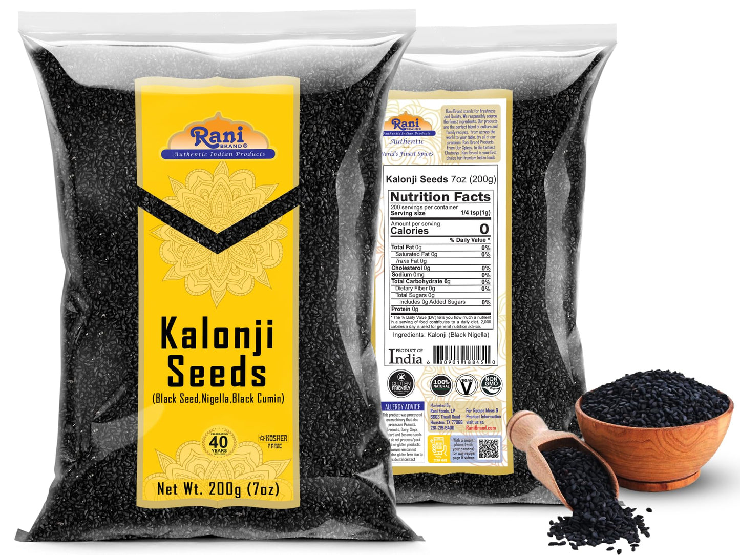 Rani Kalonji (Black Seed, Nigella Sativa, Black Cumin) Seeds 7Oz (200G) ~ All Natural | Gluten Friendly | Non-Gmo | Vegan | Indian Origin