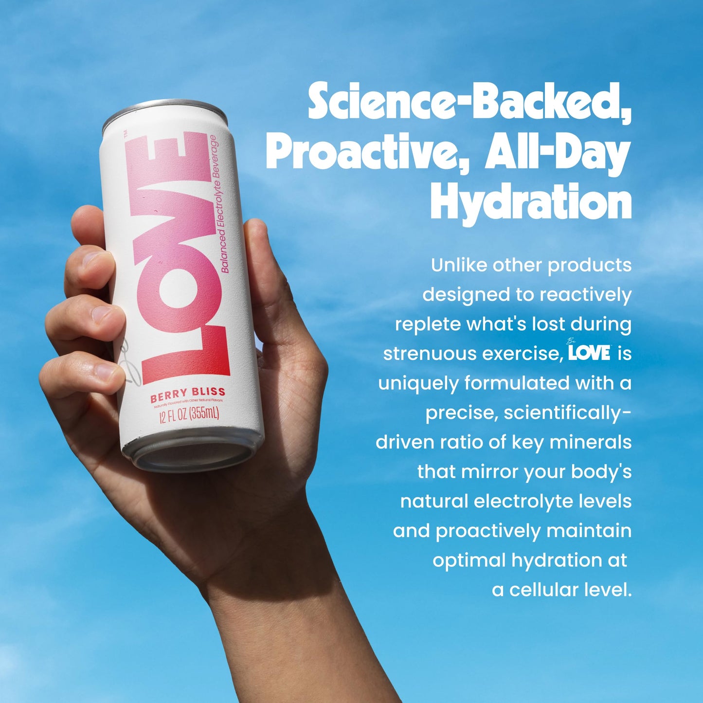 Be LOVE Electrolyte Still Beverage - Flavored Beverage for Daily Hydration  Exercise  Work & Wellness - Magnesium  Potassium & Sodium - Zero Sugar  Gluten Free (Berry Bliss  12oz x 12ct)