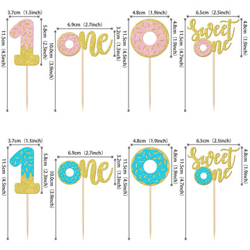 24 Pcs Donut Gender Reveal Cupcake Toppers Sweet One Donut Cupcake Picks Donut 1St Birthday Party Decorations For Donut Theme Ba