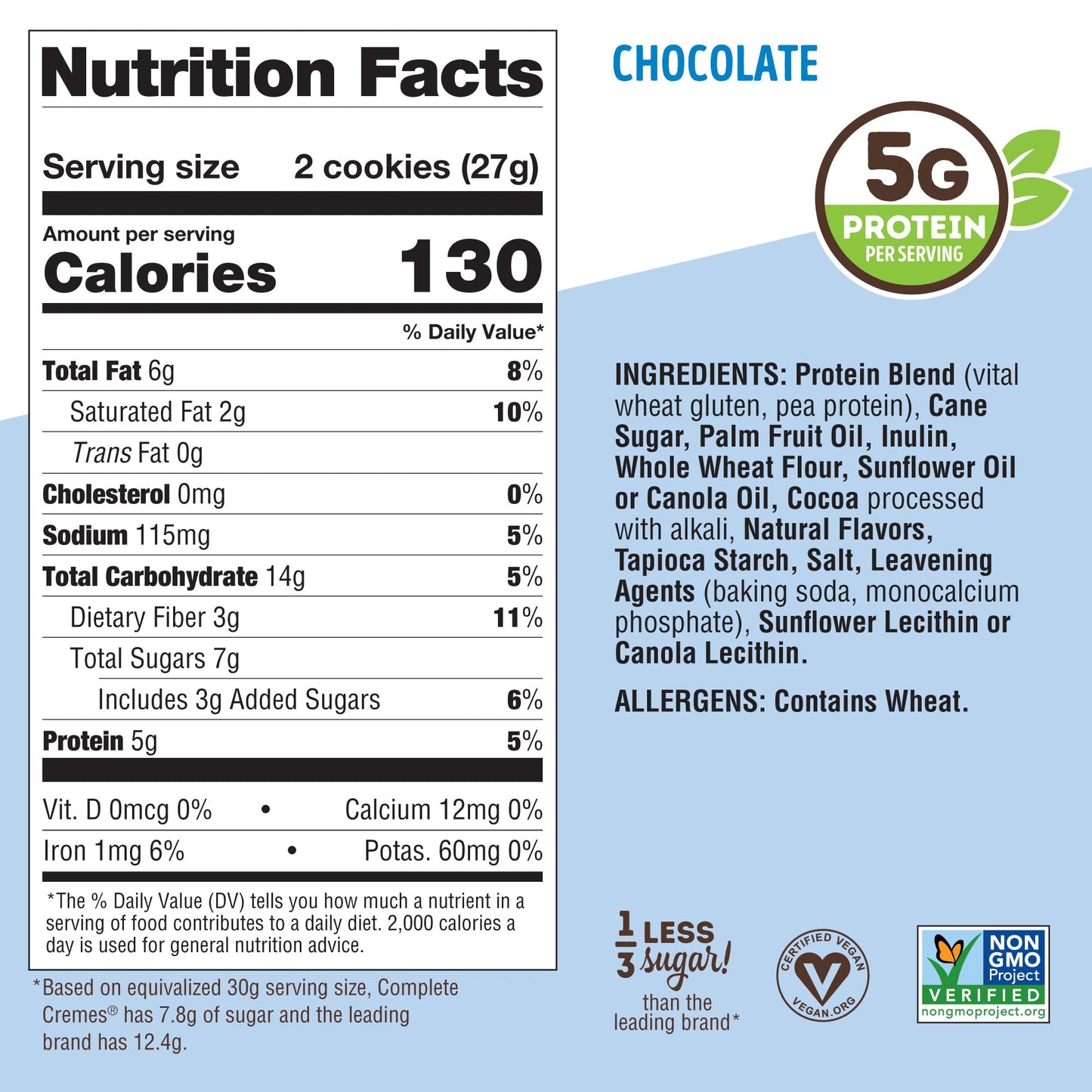 Lenny & Larrys The Complete Cremes, Sandwich Cookies, Chocolate, Vegan, 5g Plant Protein, 6 Cookies Per Pack (Box of 12)