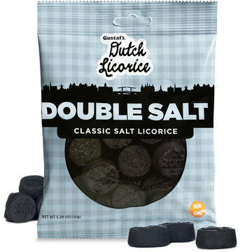 Gustaf's Dutch Licorice Double Salt Coins - 5.2oz Bag - Salted Black Licorice Coins - Dutch Candy from Netherlands - Salty Black