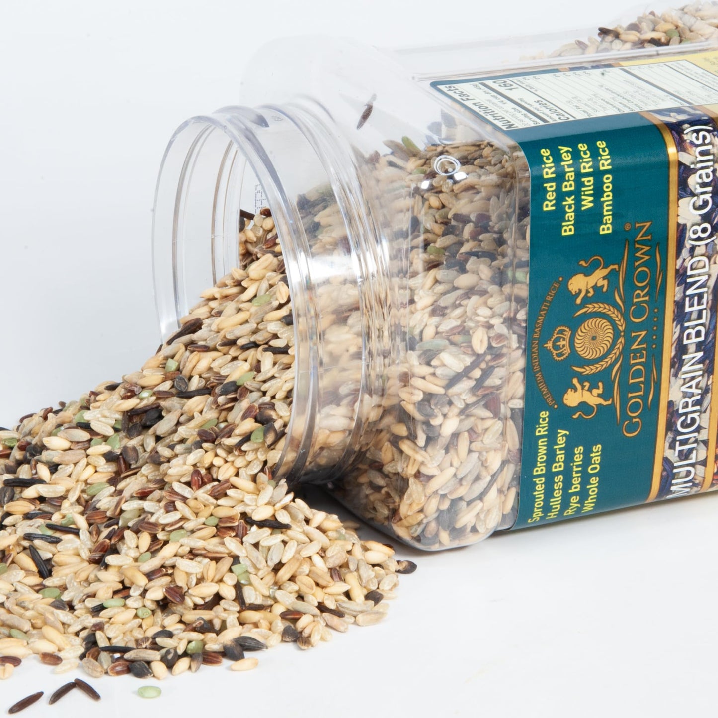 Golden Crown Indian Basmati Multigrain Blend, Naturally Fragrant Sweet Flavorful Sprouted Brown + Red Black Barley Wild Rice Bam