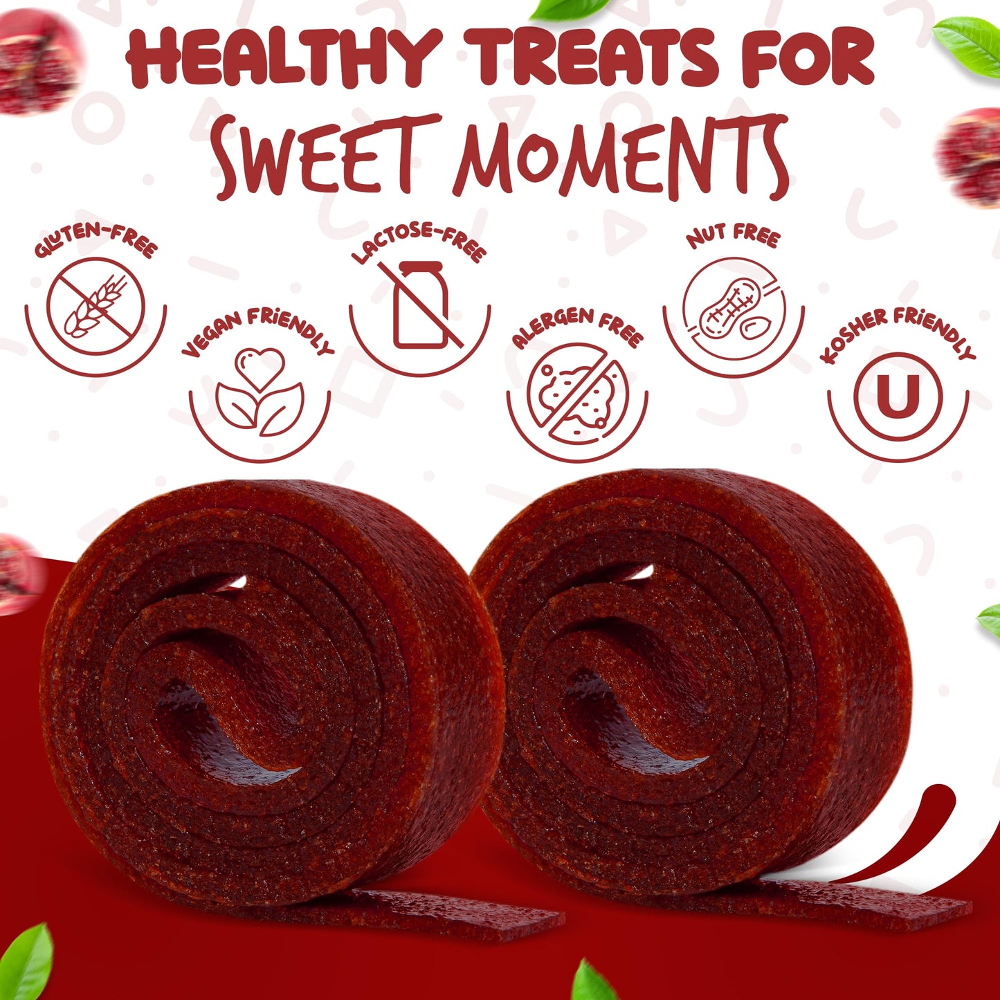Essence 97 Fruit Roll Ups, Vegan Non-GMO Snacks, Natural Pomegranate, 16 Count
