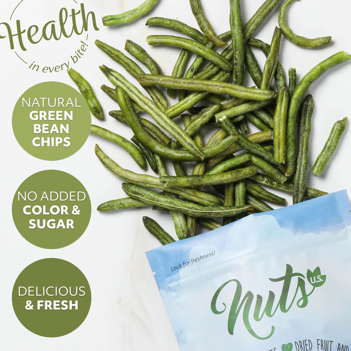 Nuts U.S. - Green Bean Chips | Sea-Salted | 100% Natural | Delicious And Fresh | Bulk Chips!!! (2.2 Lbs)