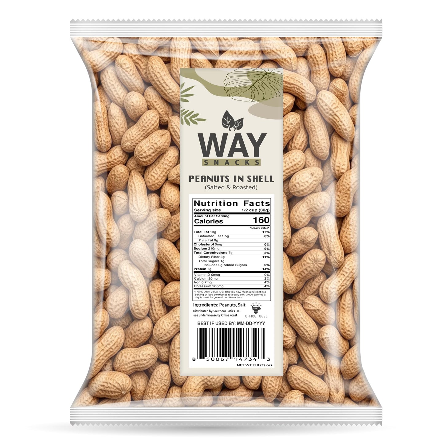 Peanuts In Shell | Roasted & Salted - Healthy Natural Snack  Perfect For Office  Share And To-Go | Value Pack | 2Lb