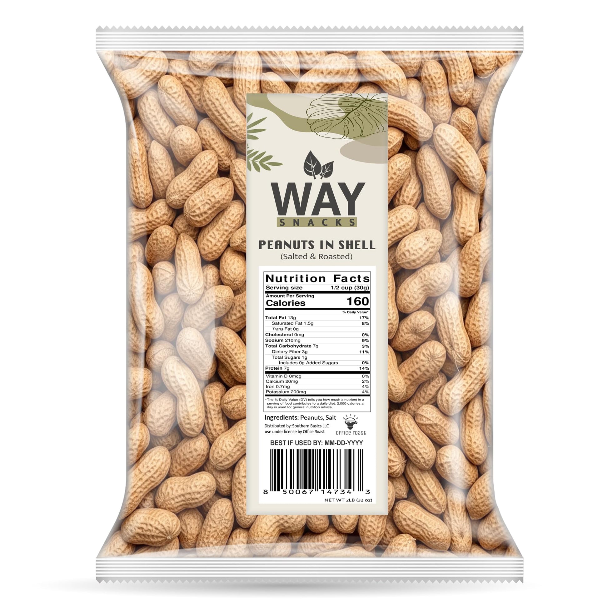 Peanuts In Shell | Roasted & Salted - Healthy Natural Snack  Perfect For Office  Share And To-Go | Value Pack | 2Lb