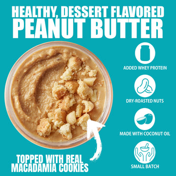 Fit Butters White Chocolate Macadamia Peanut Butter - Added Protein And Coconut Oil, Low Carb, Low Sugar, Complete Protein Desse
