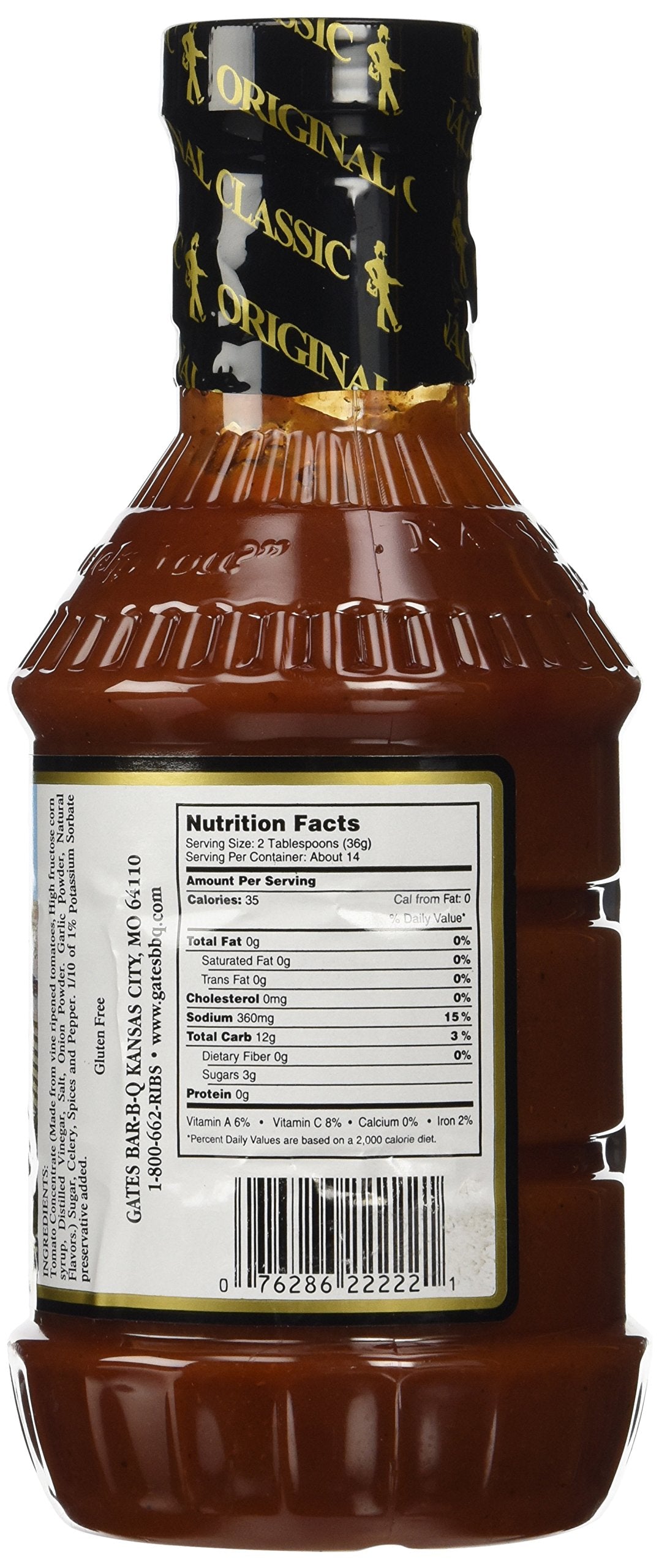 Gates Original Classic Bar-B-Q Sauce, 18 Ounce Bottle (Pack of 2), Kansas City Style Barbecue Sauce