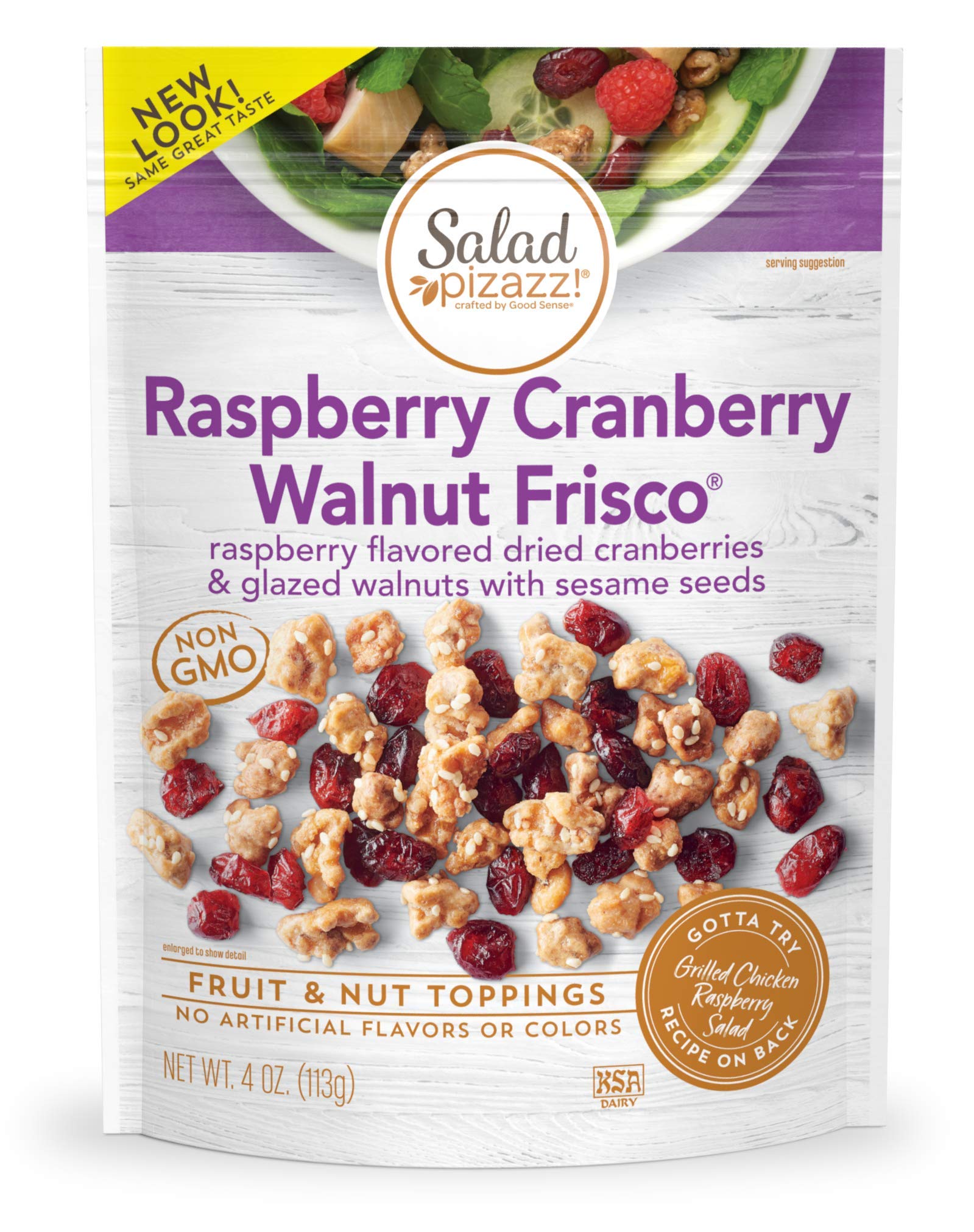 Salad Pizazz Salad Toppers, Raspberry Cranberry Walnut Frisco, 4 Oz (Pack Of 6), Non-GMO (Package may vary)