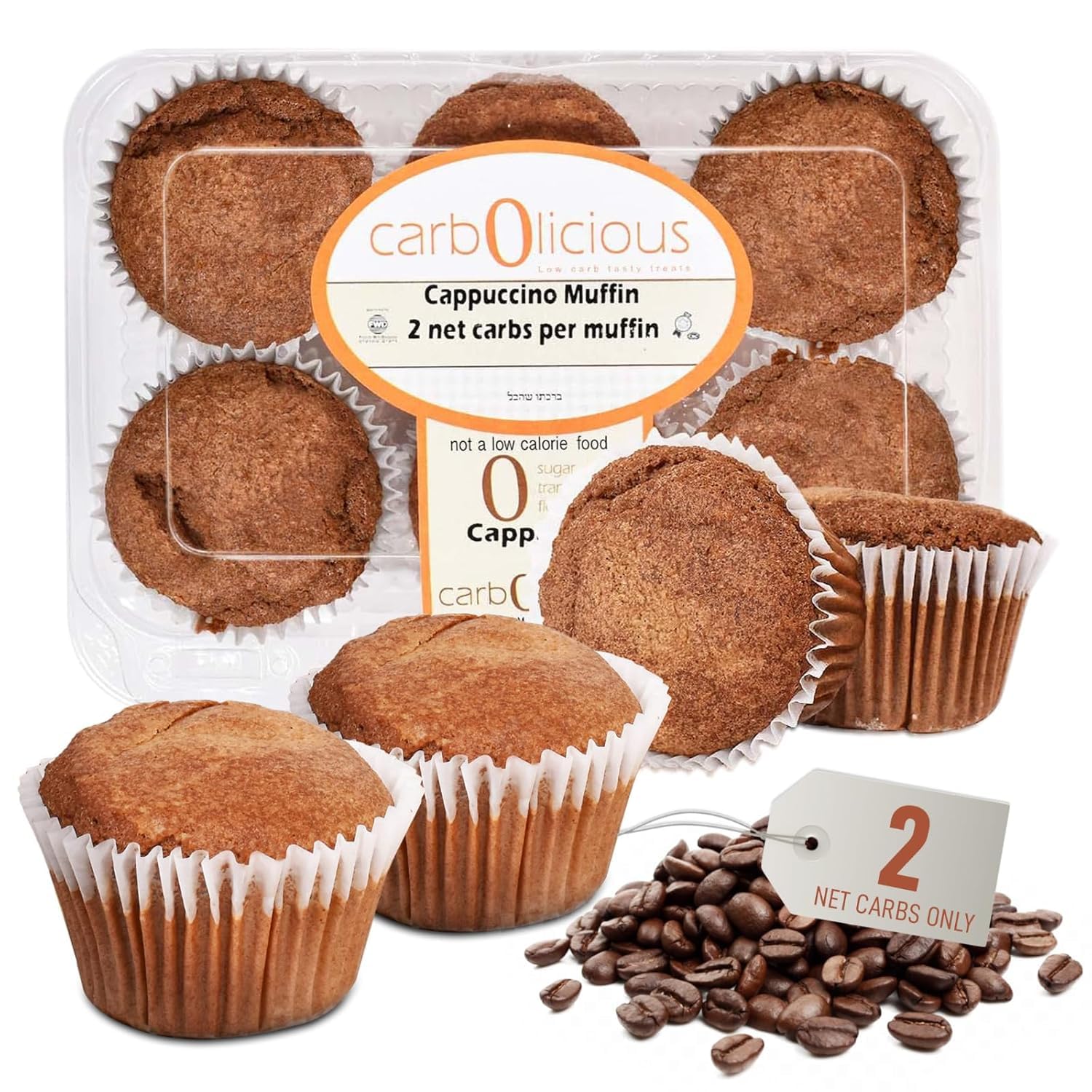 Low Carb Cappuccino Muffins 12 Pcs (2-Pack) By Carb-O-Licious- Delicious Keto Mini Muffins With Only 2 Net Carbs  9G Protein - Sugar Free Cupcake Style Healthy Snack Made  Almond Flour  Low-Carb Treat