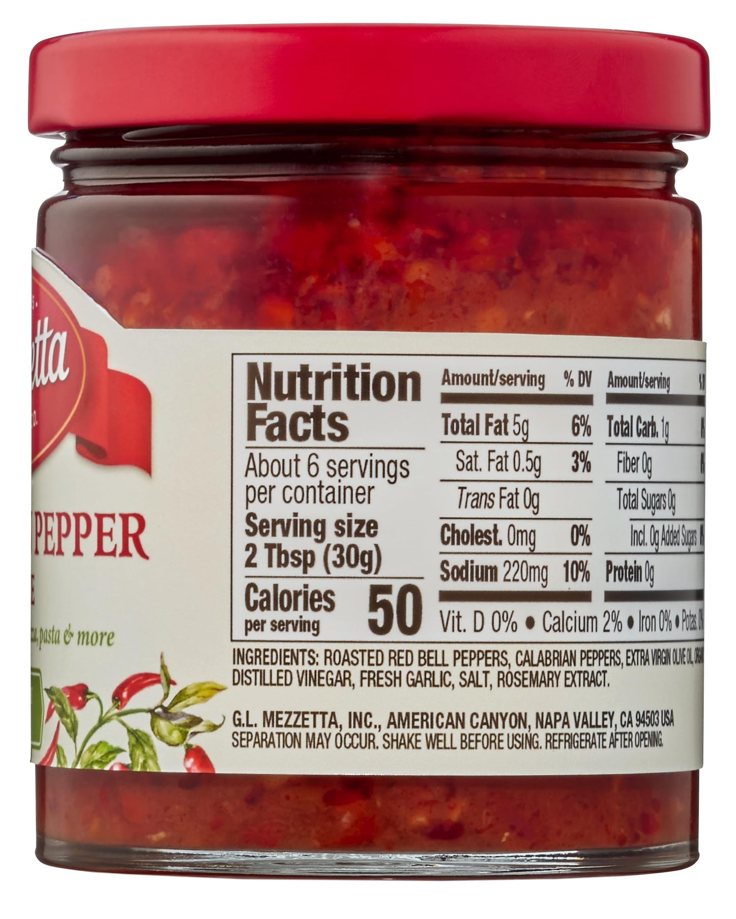 Mezzetta Calabrian Pepper Sauce | Gluten-Free, Non-Gmo & Keto | 6 Fluid Ounce Jar (Pack Of 6)