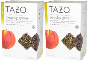 TAZO Peachy Green Tea, Organic, 20 Count (Pack of 1) - Refreshing Flavored Tea Bags for a Delicious Brew