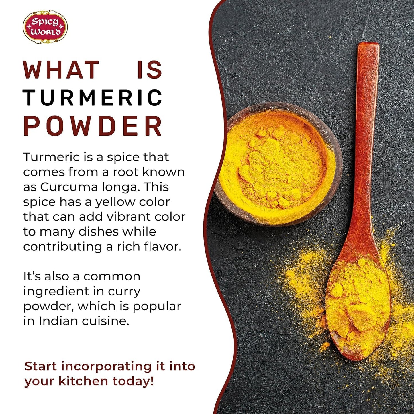 Spicy World Turmeric Powder Ground 7 Oz Bag - Indian, Pure, Raw, With Curcumin