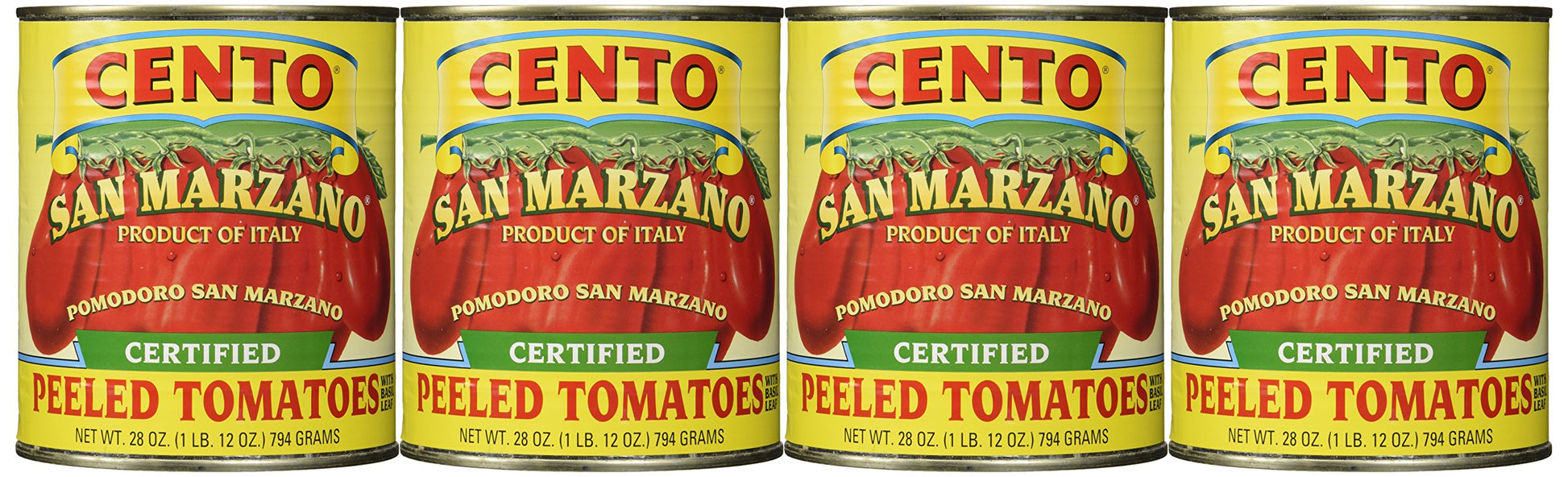 San Marzano Certified Cento Italian Peeled Tomatoes, Case Of 4 /28 Oz