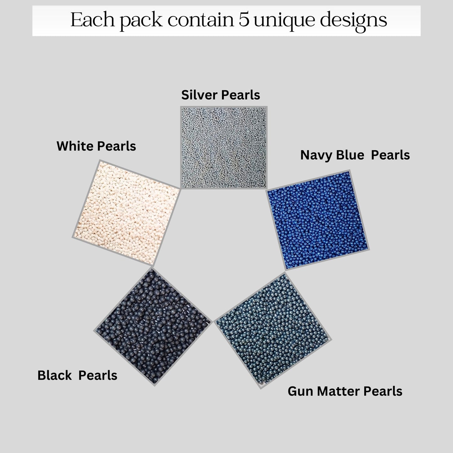 Confect Pearl Sprinkles | Pack Of 5 Edible Disco Ball Sprinkles For Cakes & Cupcakes Decoration | Mix Sliver, White, Black, Grey & Navy Blue Dragees - Starry Night | Vegan, Gluten-Free, Nut-Free, Soy-Free, Dairy-Free, Palm Oil-Free - 5 Oz