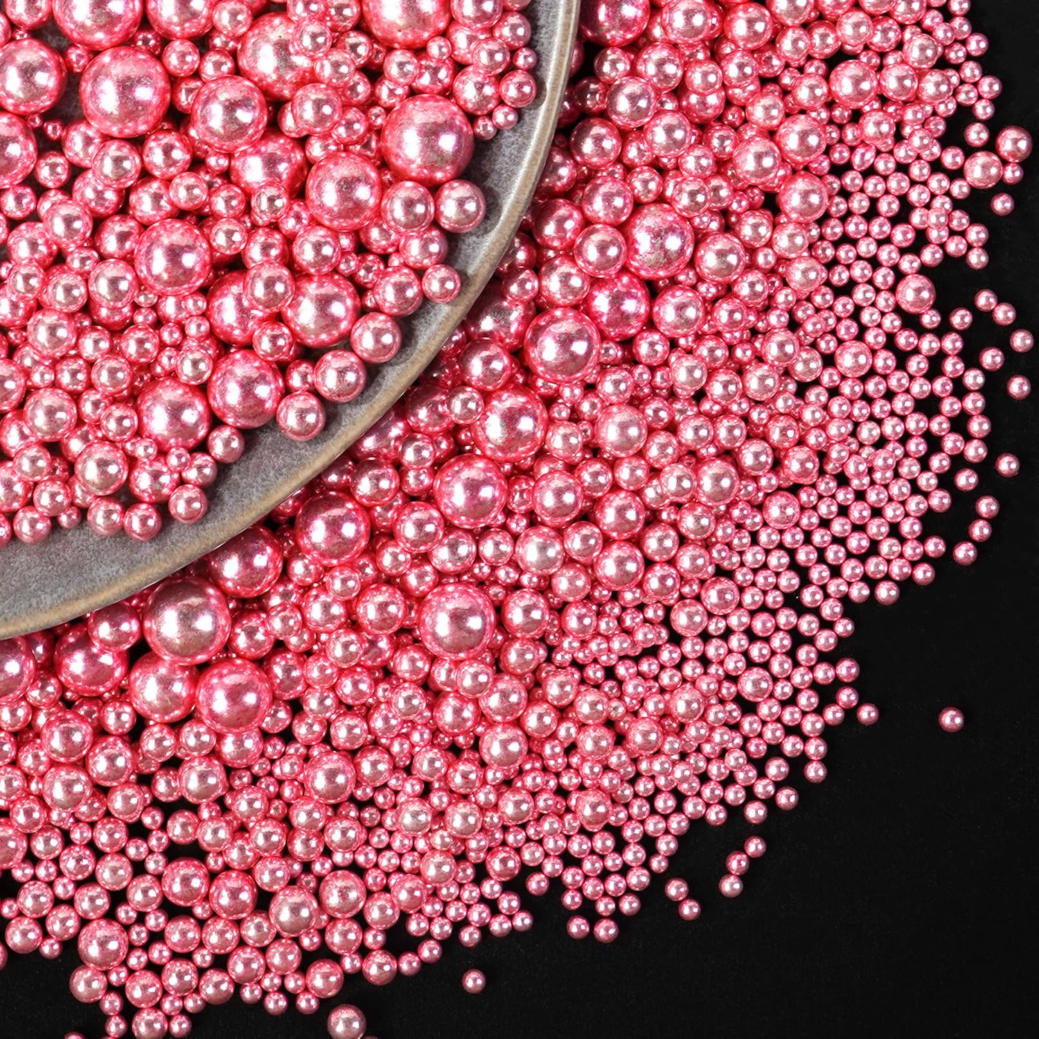 Dazzjoy Edible Rose Gold Pearl Sugar Candy Sprinkles, Mix Size, 4.58oz, Sprinkles for Cupcake Decorating, Baking Cake Decoration