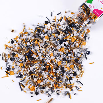 Black Sprinkles For Cake Decorating, 3.52Oz Graduation Candy Sprinkles, Metallic Gold And Silver Sprinkles, Cupcake Sprinkles, B