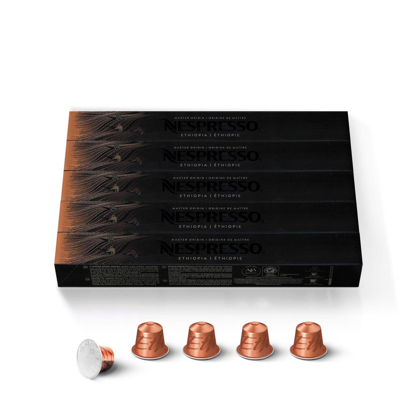 Nespresso Original Line Ethiopia Master Origin Mild Roast Coffee Pods, 50 Count