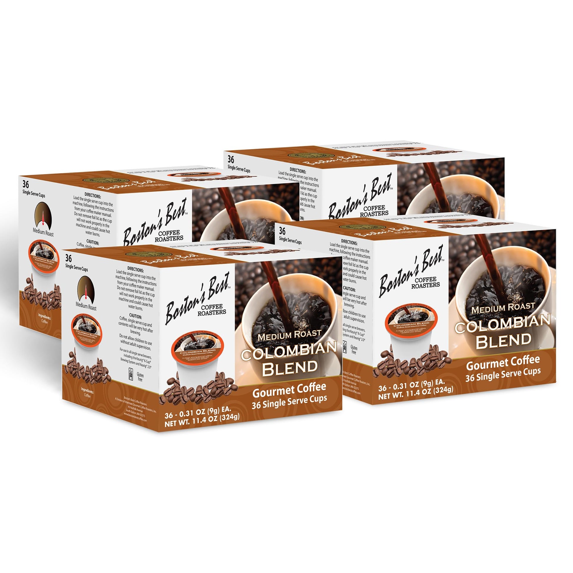 Bostons Best - Colombian Blend Delectable Gourmet Bold Medium Roast Coffee Compatible With Keurig Coffee Maker  1 Count (144 Single Serve Cups)