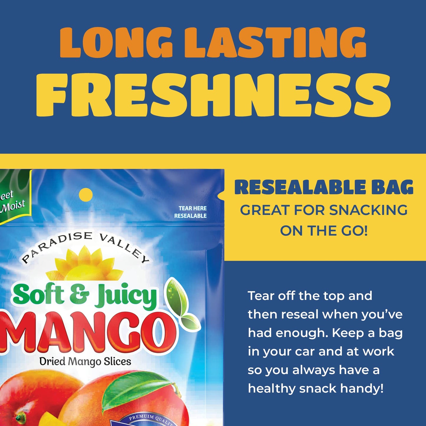 Dried Mango Slices - Delicious Texture Soft & Juicy Low Sugar Added Dried Mango - Naturally Ripened Mangos -Gluten Free Dry Mang