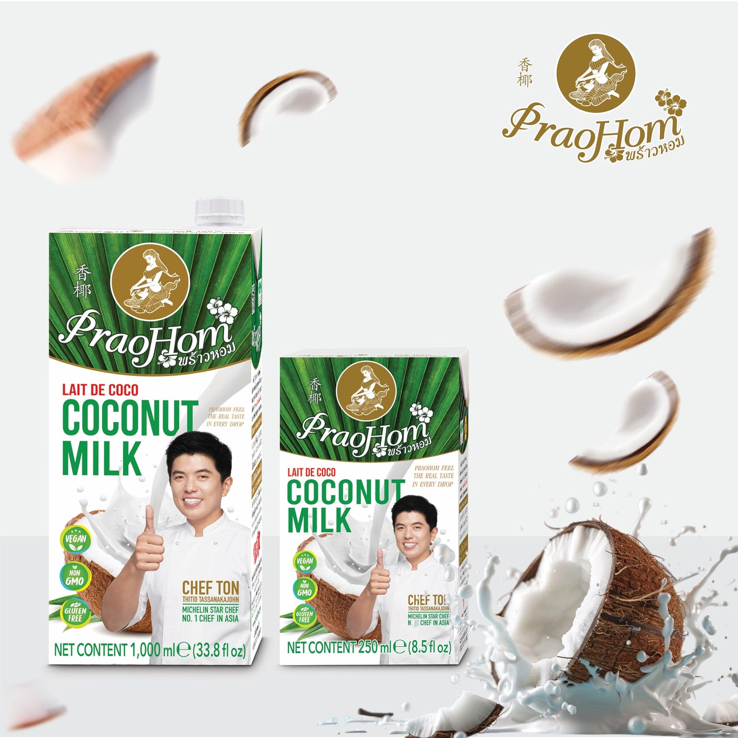 PRAOHOM Coconut Milk - Dairy Free Milk Alternative - 8.5 Fl Oz (Pack of 12) - Pure Thai Coconut Milk, No Added Sugar