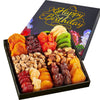 Happy Birthday Dried Fruit & Nuts Gift Basket Arrangement Platter, Gourmet Food Snack Box, Birthday Care Package, Healthy Kosher, Her Him (12 Assortment)