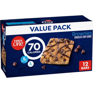 Fiber One Brownies, Chocolate Chip Cookie, 70 Cal, 2g Sugar, Value Pack, 12 Count, 10.6 oz