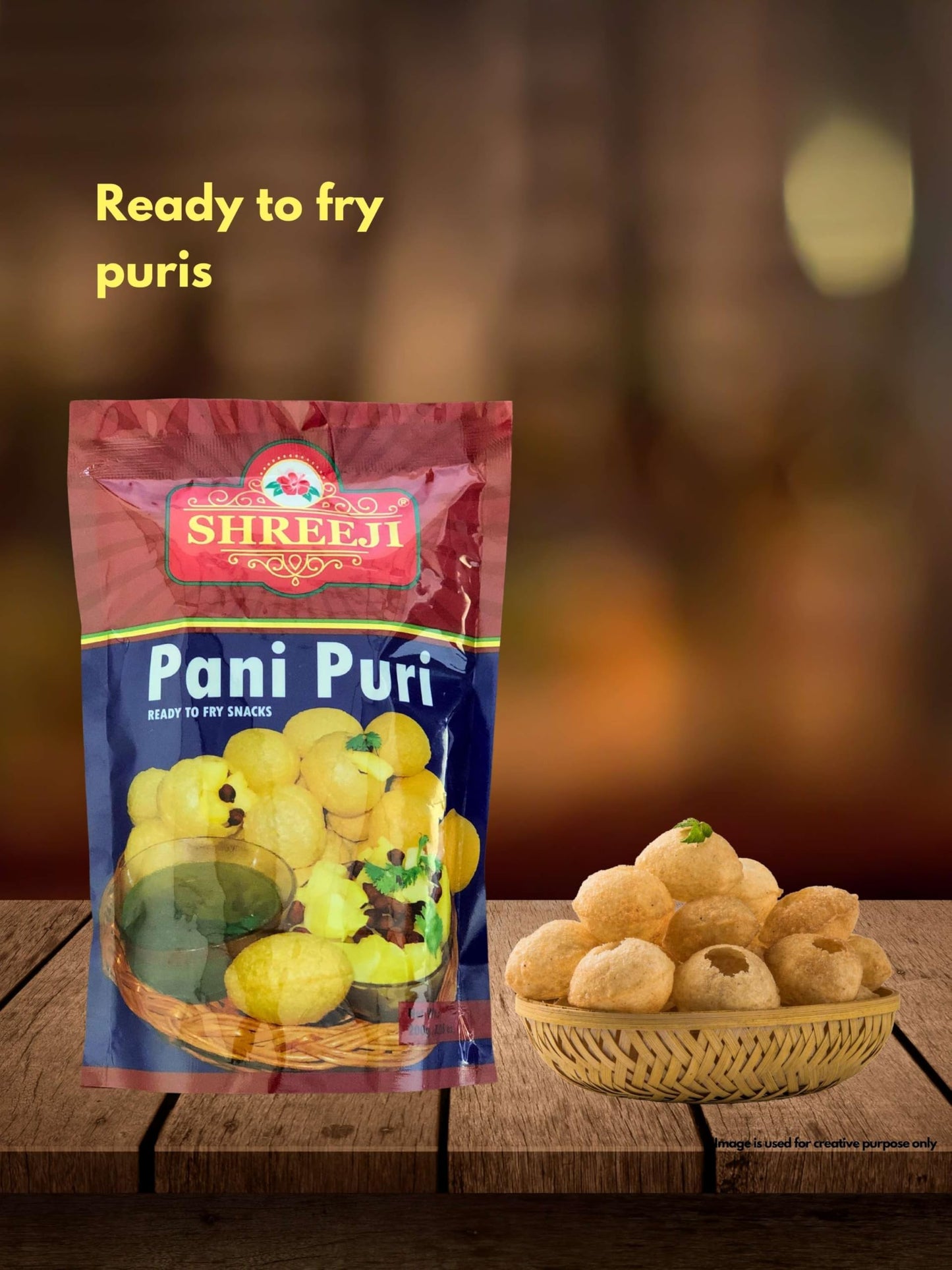 SHREEJI Pani Puri Coins | Ready-to-Fry | Indian Savory Snack | 200g / 7.05 Oz