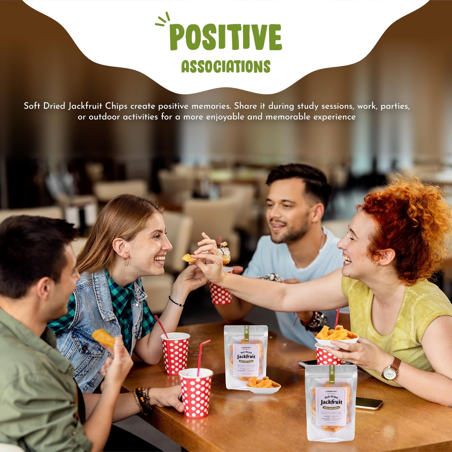 GROWTHY Soft Dried Jackfruit Chips – Healthy Snack, Gluten-Free, Vegan, 200g Resealable Bag