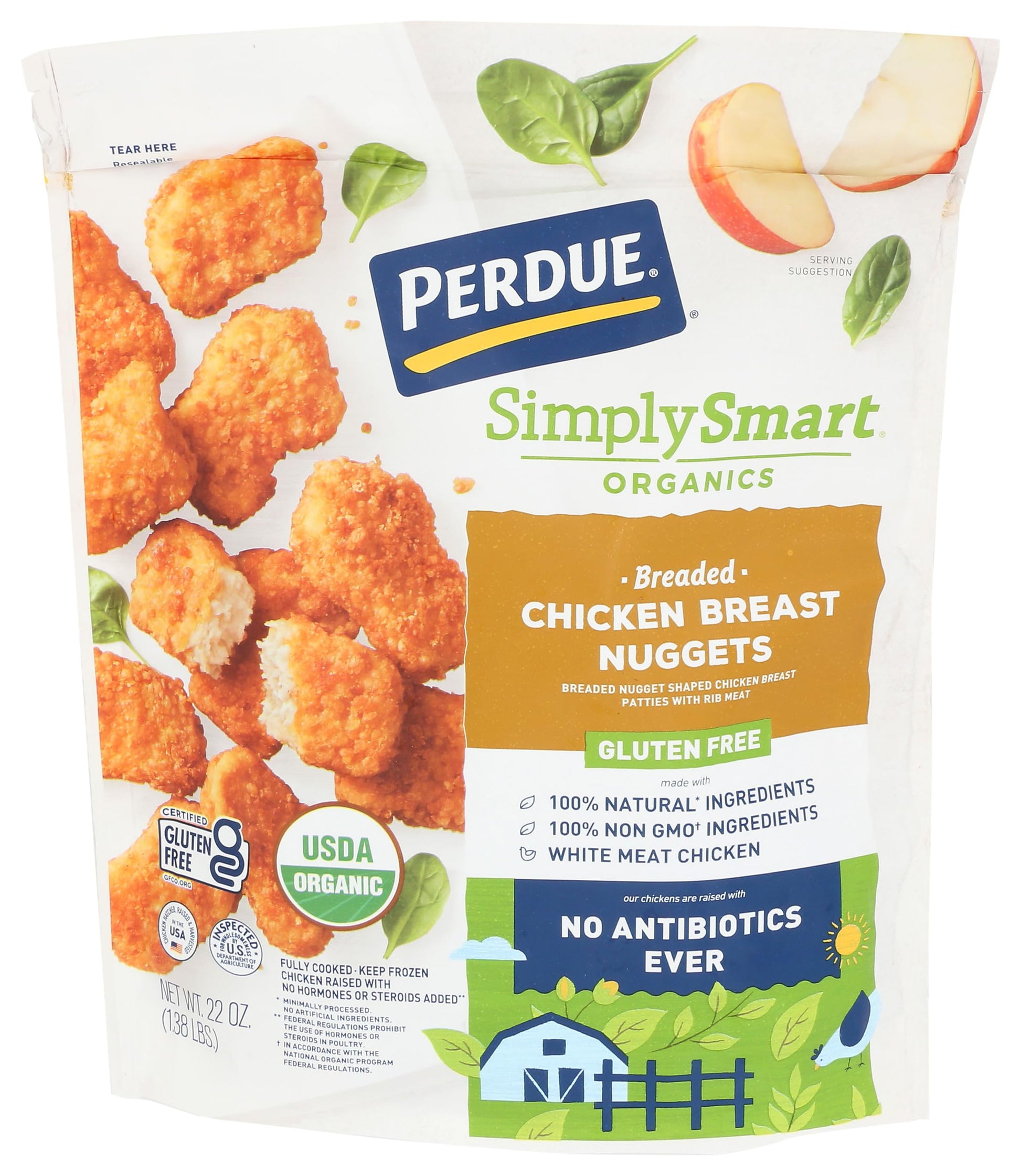 Perdue Simply Smart Organics Breaded Chicken Breast Nuggets Gluten Free, 22 oz. (Frozen)