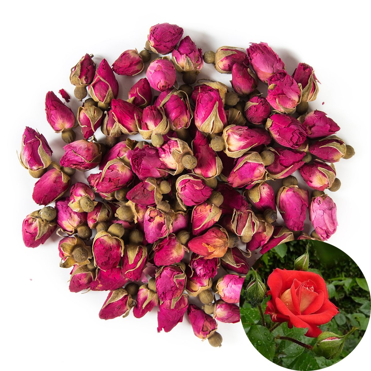 TooGet Organic Dried Red Rose Buds & Petals - 4 OZ Culinary Food Grade