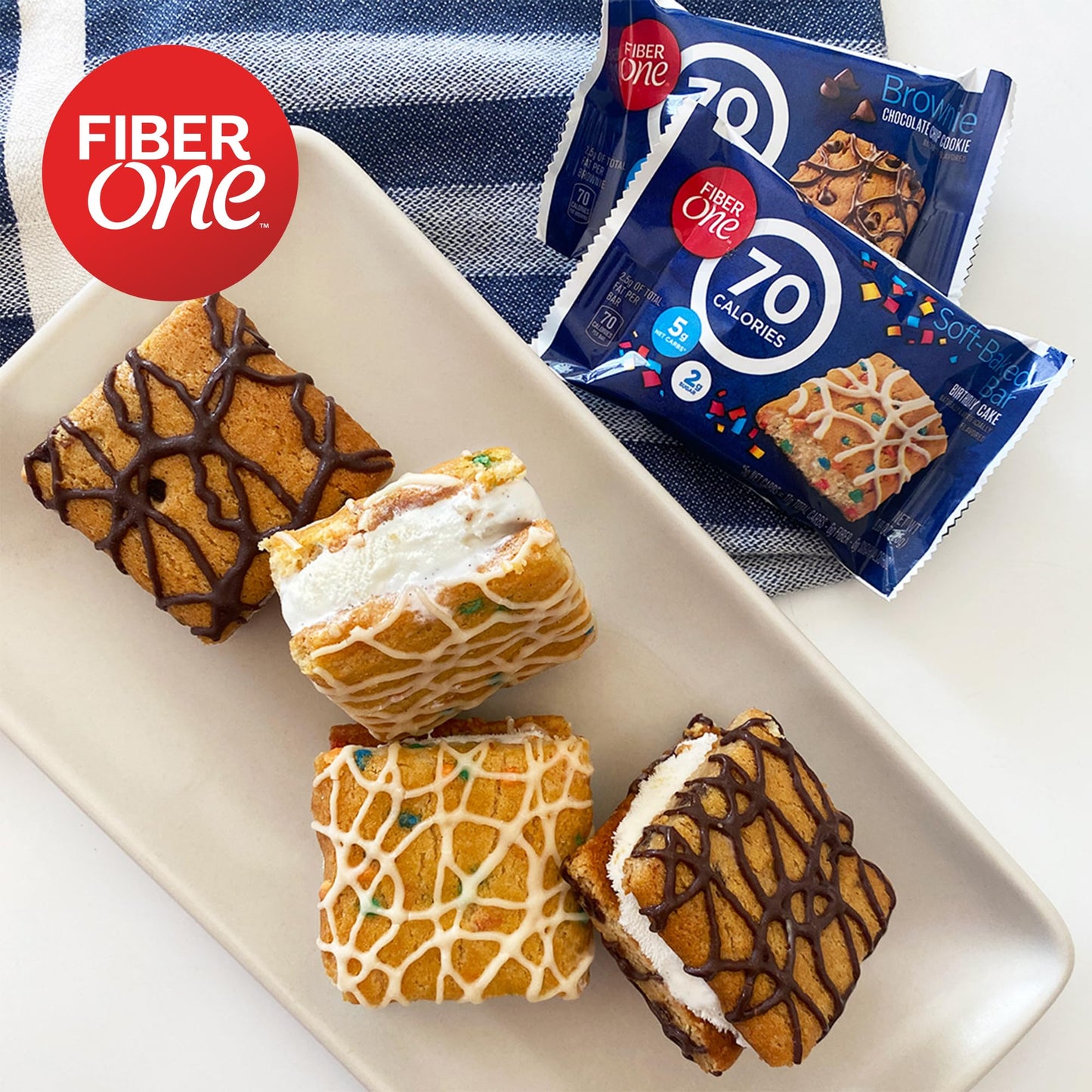 Fiber One 70 Calorie Soft-Baked Bars, Birthday Cake, Snack Bars, 18 Ct