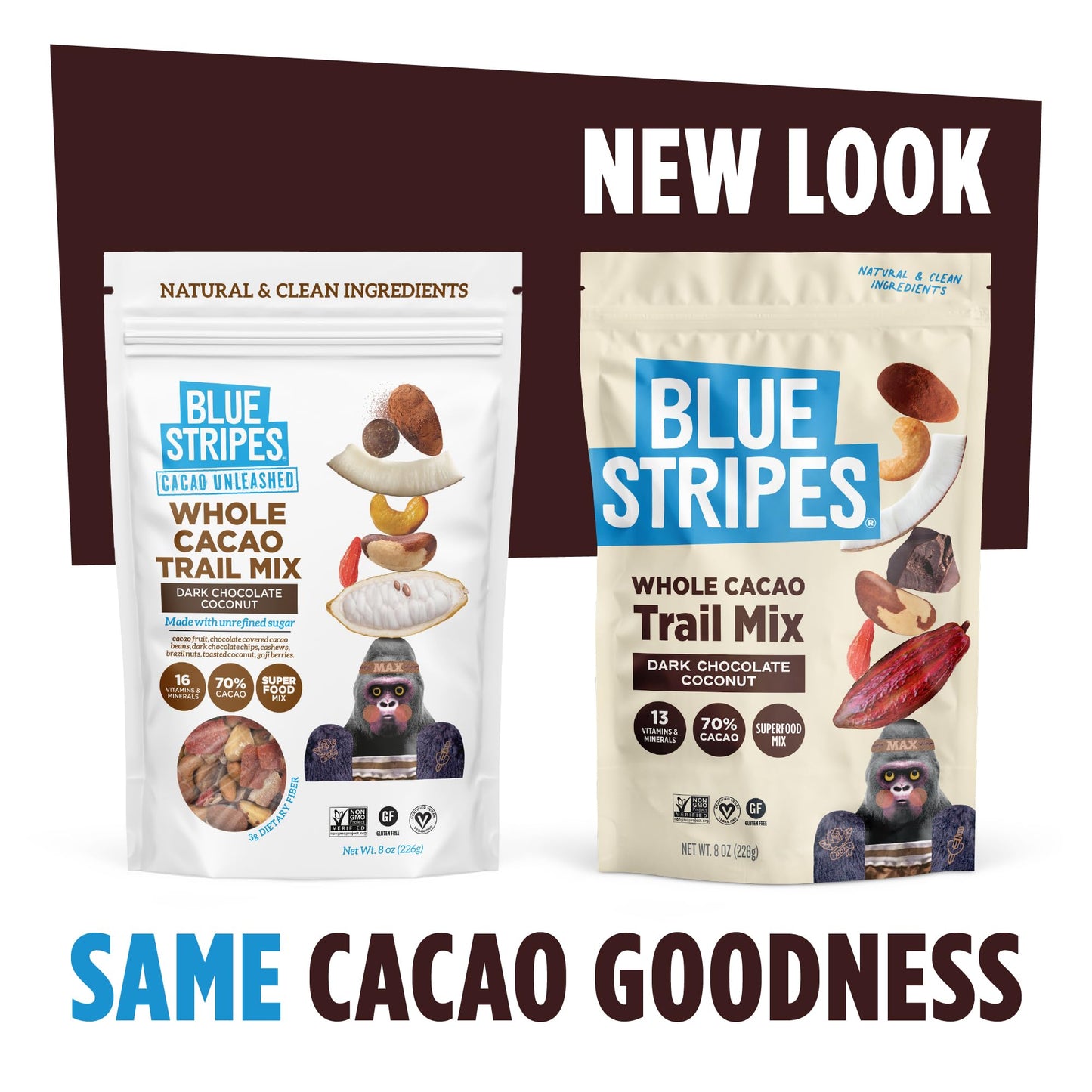 Blue Stripes - Trail Mix, Dark Chocolate Coconut, Mixed Nuts, Healthy Snacks for Adults, Cashews, Whole 70% Cacao, With Unrefine