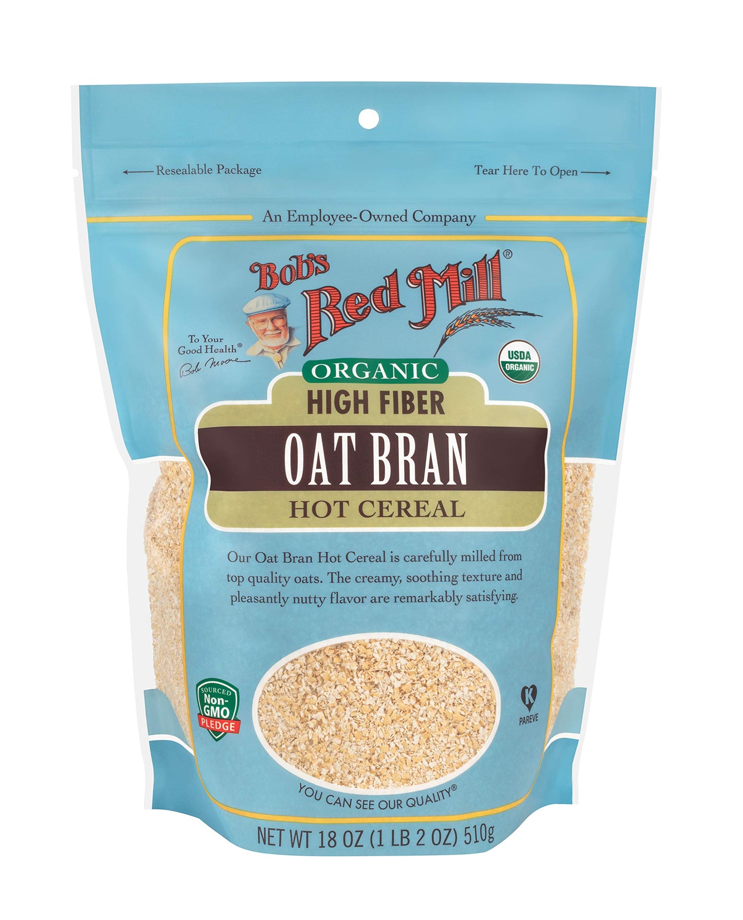 Bob'S Red Mill Organic High Fiber Oat Bran Hot Cereal, 18-Ounce (Pack Of 4)