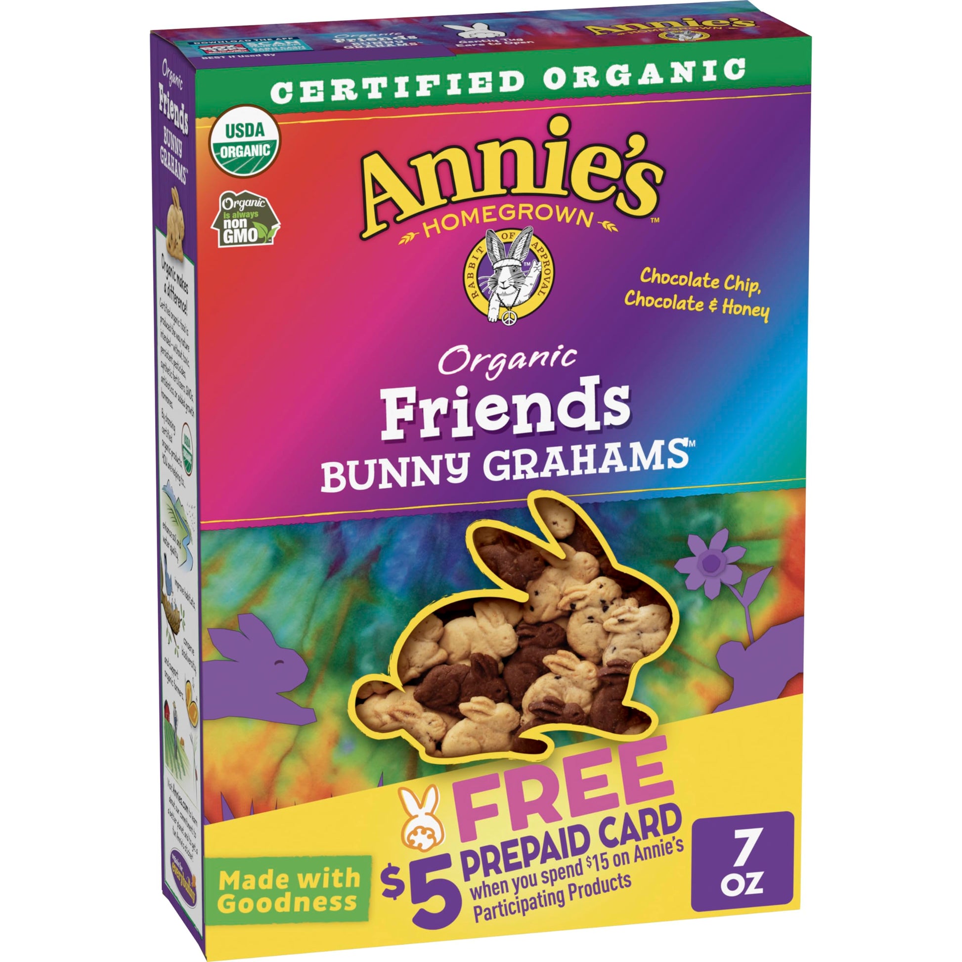 Annie'S Organic Friends Bunny Graham Snacks, Chocolate Chip, Chocolate & Honey, 7 Oz.