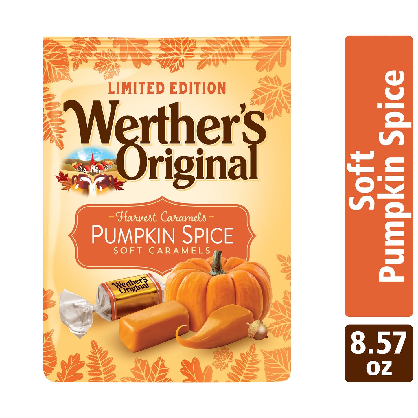 Werthersoriginal Halloween Pumpkin Spice Flavored Soft Caramels - Soft And Creamy Harvest Caramels For Party, Trick Or Treats Ha