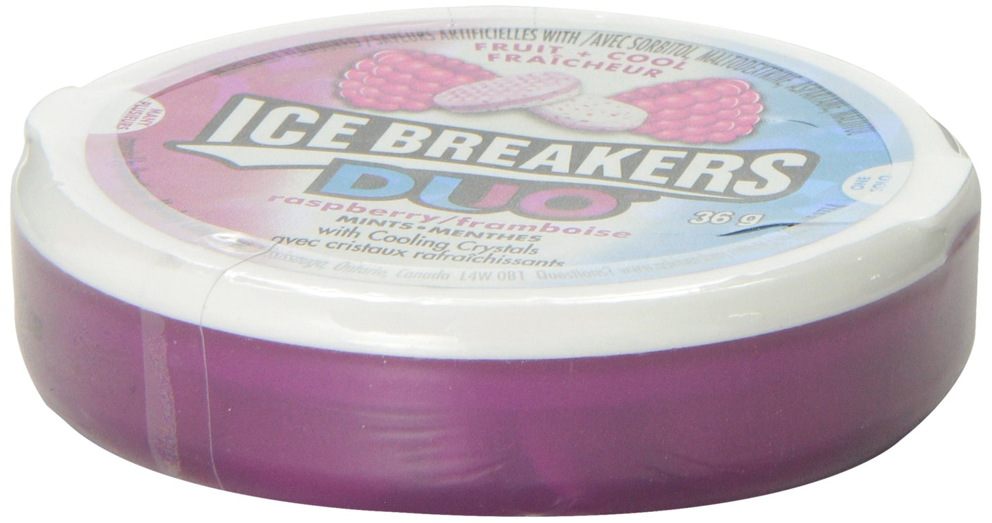 Ice Breakers Duo Raspberry Mints, 1.5oz (Pack of 6) - Refreshing Breath Fresheners, Imported from Canada