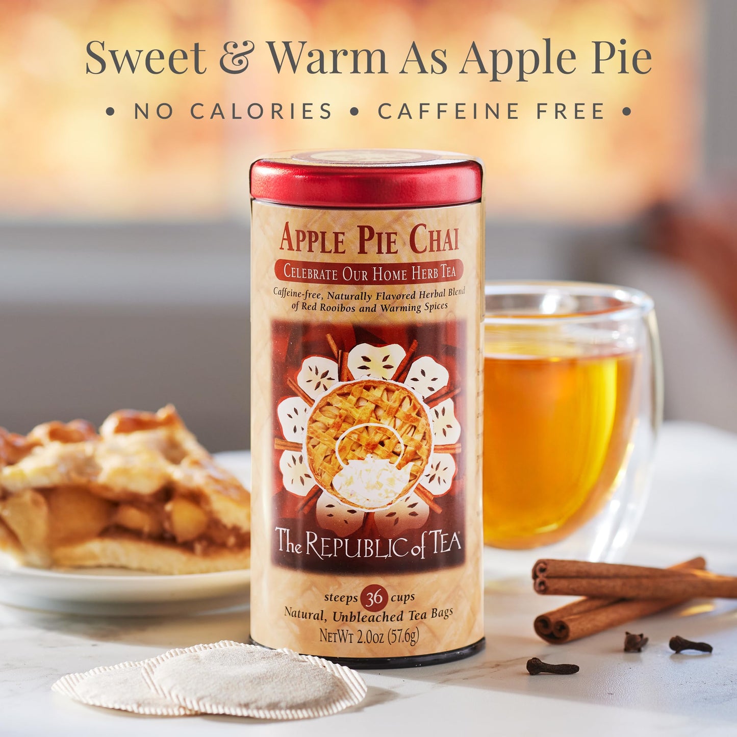 The Republic of Tea Apple Pie Chai Herbal Tea, 36 Tea Bags, 1 Count